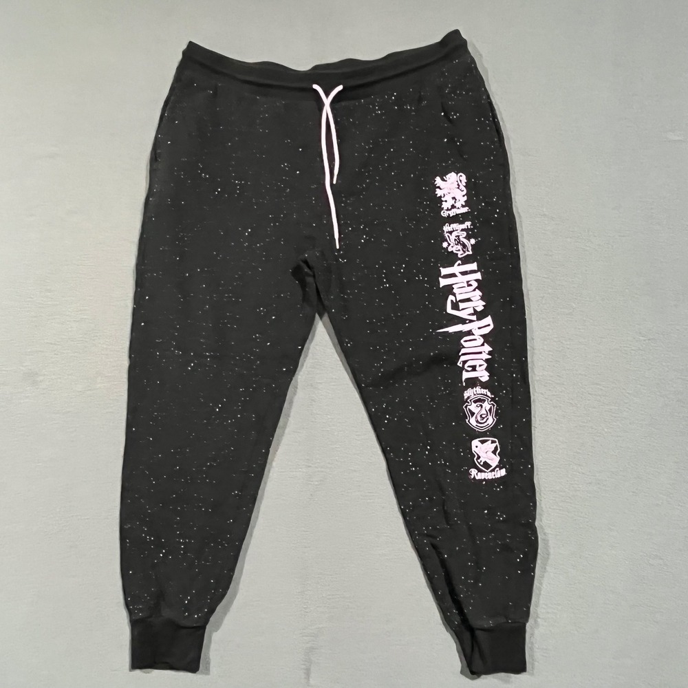 Harry Potter Ravenclaw Sweatpants Joggers Black Pink Speckled Womens XL